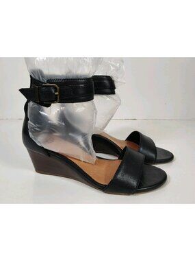 UGG Char Leather Wedge Ankle Strap Zip Women's 5.5 Black 1018581 Summer